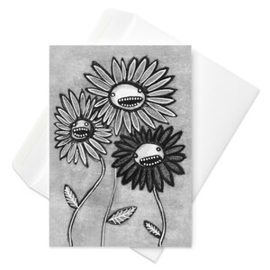 CARTE DE VUX Monstre fleuri Cartes d'art folklorique Kawaii Illustration fantaisiste Goth effrayant effrayant Cadeaux d'anniversaire pendaison de crémaillère trouvailles printanières originales