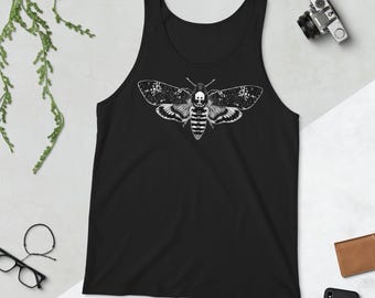 TANK TOP Moth Folk Art Birthday Gifts Gothic Yoga Tank Naturecore Summer Tops Dark Academia Festival Wear Goth Gift Creepy Gothic Insect