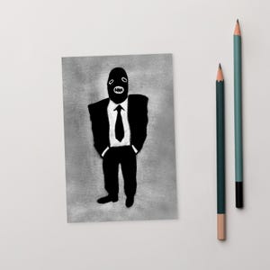 4 x 6 ART PRINT CARTE POSTALE Business Monster Kawaii Folk Art Art mural étrange Cadeau original Cartes fantaisistes Goth effrayant Cadeaux d'anniversaire drôles Gothique