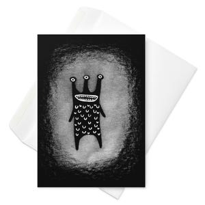 CARTE DE VOEUX Carte d'anniversaire monstre faire-parts lunatique drôle gothique étrange correspondant mignon cadeau de pendaison de crémaillère Goth cadeaux de printemps originaux