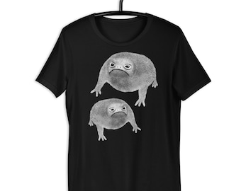GERADE SCHNITT T-SHIRT Seltsamer Frosch Goblincore Cottagecore Geburtstags-Geschenke Lustig schrullig wunderlich mürrisch Stirnrunzeln Regen Frosch dunkel Academia Gothic