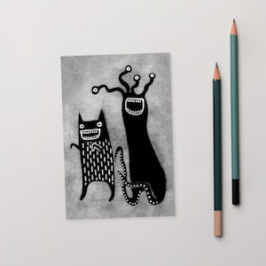 10x15cm KUNSTDRUCK POSTKARTEN Monster Kawaii Volkskunst Schräge Brieffreundschaft Geschenk skurril Einweihungsparty Einzugskarte Gruselige Goth Geburtstagsgeschenke Gothic