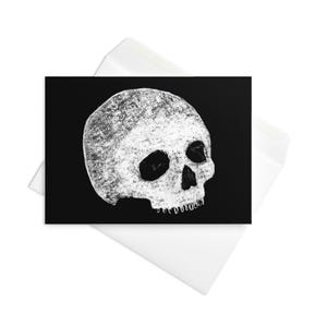 BIGLIETTO D'AUGURI Cranio umano Anatomia Goblincore Dark Academia Arte popolare Estetica Carta Ossa Disegno Punk Scheletro Gotico Horror Strano Stregone