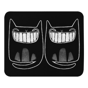 MOUSE PAD Black Cat Folk Art Housewarming Office Goth Birthday Funny Cute Weird Quirky Gifts Best Friend Gothic Kawaii Cats Spring Gifts