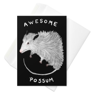 GREETING CARD Awesome 'Possum Dark Academia Funny Birthday Housewarming Opossum Goth Birthday Cards Invitations Gothic Spring Gifts