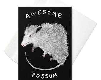 GRUSSKARTE Super Possum Dark Academia Lustig Geburtstag Housewarming Opossum Goth Geburtstag Karten Einladungen Gothic Frühling Geschenke