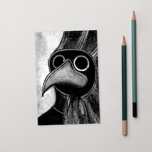 4x6 IMPRESSÃO DE ARTE CARTÃO POSTAL Médico da Peste Ilustração de Arte Popular Presentes Estranhos Monstro Assustador Horror Gótico Steampunk Arte Popular Decoração de Parede Assustadora