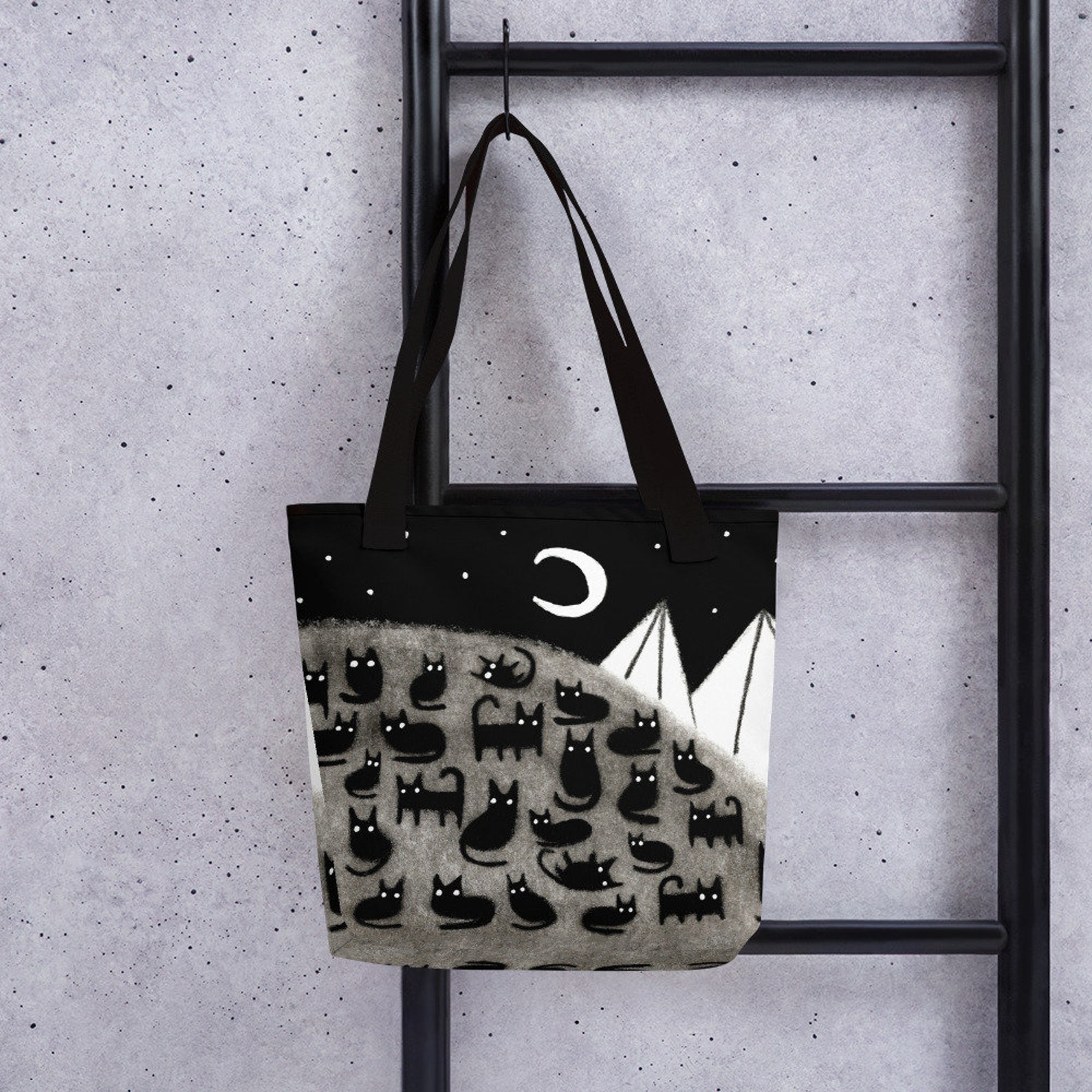 Black Cat Moon Tote Bag