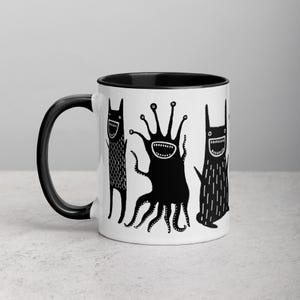 340 g kaffemugg monster gotisk folkkonst inflyttningspresenter födelsedagspresenter illustration rolig kuslig söt goth konstiga saker knäppa temuggar keramik