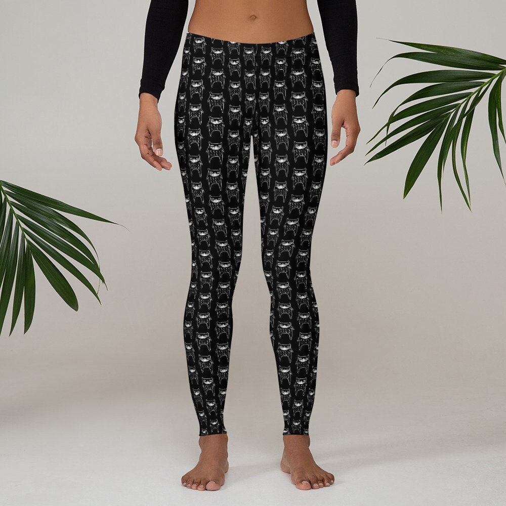 Black Cotton Leggings/ Black Women's Yoga Pants/ Organic Yoga