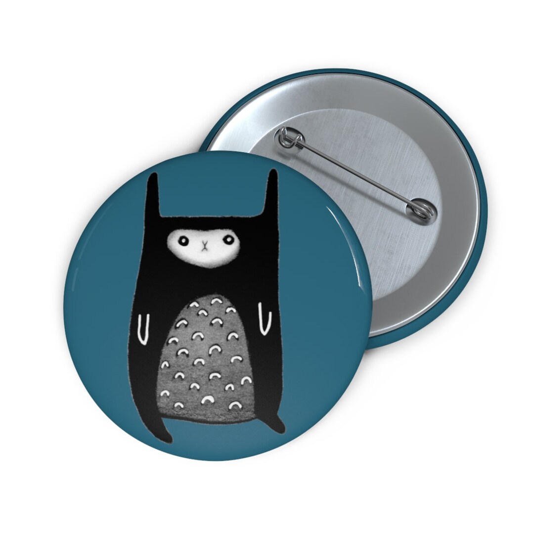 PINBACK BUTTON Rabbit Monster Button Folk Art Goth Birthday ...