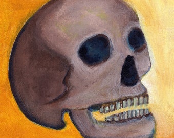 8x10" ART PRINT Human Skull Original Painting Skeleton Bones Body Anatomy Outsider Folk Art Acrylic Paintings Weird Stuff Strange Oddities
