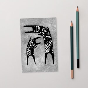 CARTÃO POSTAL ARTÍSTICO 4x6 Coelho Monstro Escuro Kawaii Cartão Gótico Bonito Peculiar Caprichoso Estranho Gótico Presente de Inauguração de Casa Coelho Achados de Primavera