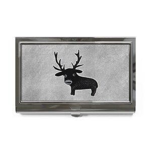 BUSINESS CARD HOLDER Weird Deer Folk Art Forest Birthday Housewarming Whimsical Creepy Cute Quirky Gothic Goth Punk Moose Reindeer