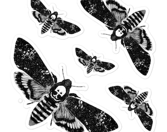 VINYL STICKER SHEET Moth Folk Art Dark Academia Gothic Birthday Gifts Weird Deaths Head Hawkmoth Creepy Insects Goth Stickers Skull Moth