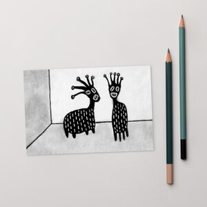 10x15 ART PRINT POSTKARTE Monster Kawaii Folk Art Einweihungsparty Karte Gruselig Einweihungsparty Geschenk Geburtstagsgeschenk Gruselig Einweihungsparty Geschenk