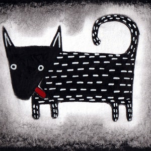 IMPRESIÓN ARTÍSTICA DE ACEO Ilustración de perro labrador negro Arte popular Miniatura Coleccionable Tarjeta de intercambio Cosas raras y caprichosas Lindos regalos de labrador retriever