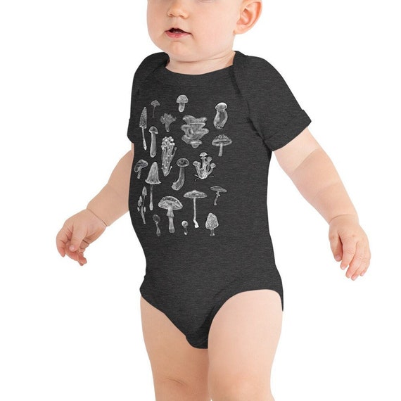BABY BODYSUIT Mushroom Goblincore Dark Academia Art Print Folk Art Baby Shower Newborn Gift Funny Weird Birthday Gifts Cool Baby Forest Art