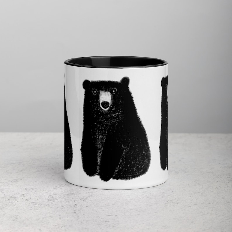 11oz COFFEE MUG Black Bear Folk Art Quirky Tea Lover Housewarming Cottagecore Whimsical Forest Teddy Grizzly Bear Birthday Gift Christmas