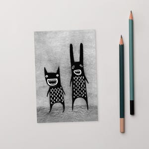 10x15cm KUNSTDRUCK POSTKARTEN Monster Kawaii Volkskunst Schräge Brieffreundschaft Geschenk skurril Einweihungsparty Einzugskarte Gruselige Goth Geburtstagsgeschenke Gothic