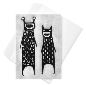 CARTE DE VOEUX Carte d'anniversaire monstre faire-parts lunatique drôle gothique étrange correspondant mignon cadeau de pendaison de crémaillère Goth cadeaux de printemps originaux