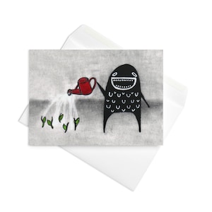 CARTÃO DE SAUDAÇÕES Planta Monstro Jardim Plantas Kawaii Arte Popular Ilustração Caprichosa Estranha Bonitinha Presentes de Aniversário de Inauguração Cartões Engraçados e Peculiares