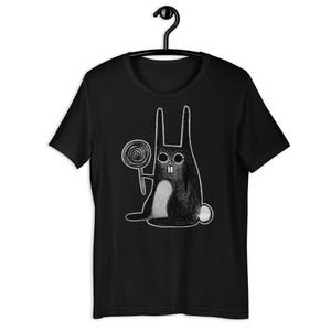 STRAIGHT CUT T-SHIRT Weird Rabbit Kawaii Folk Art Gothic Rabbit Lover Birthday Gift Creepy Cute Funny Lollipop Candy Goth Bunny Spring Finds