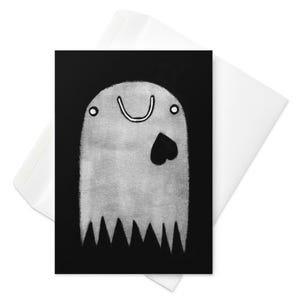 CARTE DE VUX Mignon fantôme monstre Kawaii carte d'anniversaire Invitations fantaisiste hanté fantasmagorique gothique cadeau de pendaison de crémaillère Goth cadeaux de printemps insolites