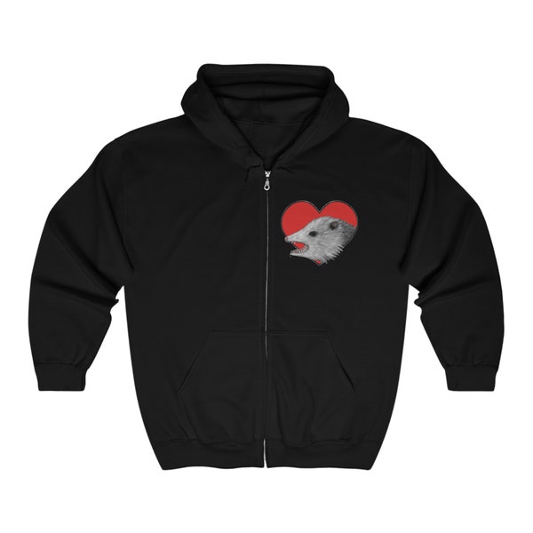 CLASSIC ZIPPER HOODIE 'Possum Love Goblincore Dark Academia Weird Screaming Opossum Dark Academia Goth Punk Birthday Gift Funny Gothic Emo