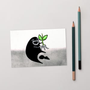 10x15 cm KUNSTDRUCK POSTKARTE Garten Monster Kawaii Gartenarbeit Pflanzen Volkskunst Skurril seltsam süss Einweihungsparty Geburtstagsgeschenke Schrullig Lustige Karten