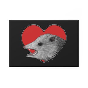 METAL FRIDGE MAGNET &#39;Possum Love Screaming Opossum Goblincore Kitchen Dark Academia Folk Art Goth Punk Birthday Marsupial Weird Emo Gothic