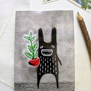 100x150 KUNSTDRUCK POSTKARTE Hoya Pflanze Kaninchen Folkloristische Malerei Skurril Einweihungsparty Bester Freund Geschenk Skurril Häschen Wohnkultur Geburtstagsgeschenk für Mama