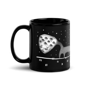 11oz BLACK COFFEE MUG Weird Monster Folk Art Housewarming Birthday Gifts Creepy Illustration Moon Weird Stuff Quirky Cryptid Tea Ceramic
