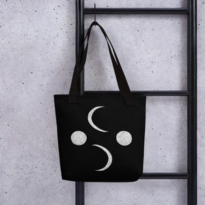 TOTE BAG Moon Phase Grocery Tote Shopping Goth Birthday Housewarming Gifts Celestial Space Crescent Moon Phases Creepy Gothic Emo Astronomy