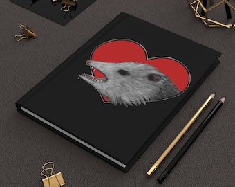 HARDCOVER JOURNAL 'Possum Love Opossum Goblincore Dark Academia Folk Art Funny Birthday Gift Weird Goth Swamp Cottagecore Witch