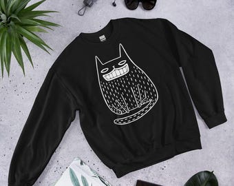 SUDADERA CLÁSICA Suéter de gato negro Gatos kawaii Arte popular Gótico Amante de los gatos Regalos de cumpleaños Regalo divertido Suéter de gato lindo Sudaderas góticas