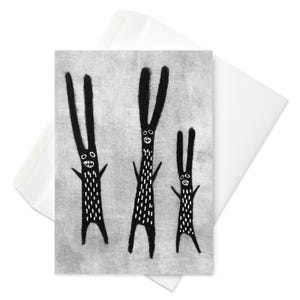 Grußkarte Kaninchen Monster Kawaii Kaninchen Einladungen Volkskunst Lustig Geburtstag Geschenke Einweihungsparty Wunderlich Niedliche Gothik Schrullig Schwarze Kaninchen