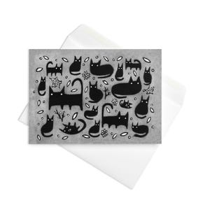 CARTE DE VUX Chat noir Kawaii Kitty excentriques et fantaisistes Invitations Goth mignon pendaison de crémaillère sorcière gothique drôle cartes d'anniversaire cadeau pour amoureux des chats