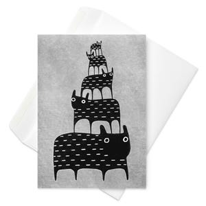 CARTÃO DE SAUDAÇÕES Pilha de Capivara Porquinho-da-índia Estranho Convites Engraçados Arte Popular Cartões de Aniversário Presente Excêntrico Caprichoso Estranho Engraçado Academia Sombria