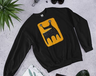 MOLETOM CLÁSSICO Monstro Arte Folclórica Peculiar Críptico Alienígena Presentes de Aniversário Engraçado Assustador Fofo Estranho Caprichoso Gótico Punk Suéter Presentes de Primavera