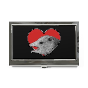 BUSINESS CARD HOLDER 'Possum Love Dark Academia Opossum Birthday Housewarming Gifts Weird Creepy Gothic Punk Emo Funny Office Supplies