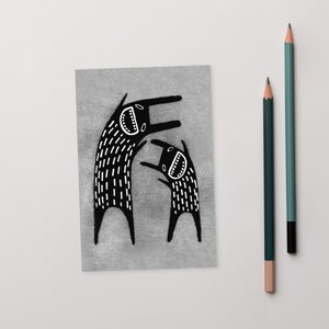CARTÃO POSTAL ARTÍSTICO 4x6 Coelho Monstro Kawaii Coelho Fofo Gótico Peculiar Caprichoso Estranho Gótico Presente de Inauguração de Casa Coelho Achados de Primavera