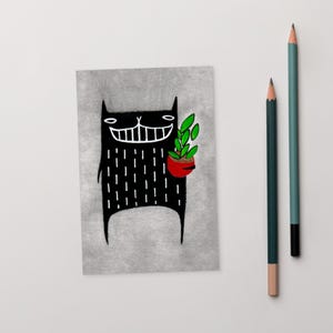 4x6 KUNSTDRUCK POSTKARTE Hoya Pflanze Monster Garten Kawaii Folk Art Zimmerpflanzen schrullig Einweihungsparty Geschenk Skurril Dekor Geburtstag Frühling Funde