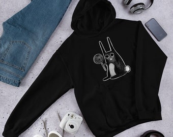 CLASSIC HOODIE Weird Rabbit Sweater Folk Art Sweatshirt Birthday Housewarming Gifts Creepy Cute Funny Jumper Lollipop Candy Goth Punk Emo