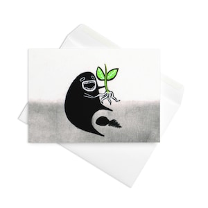 CARTE DE VUX Jardin monstre plantes Art populaire Illustration fantaisiste Trucs étranges Cadeaux d'anniversaire mignons de pendaison de crémaillère Carte de professeur drôle et décalée