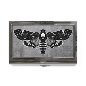 PORTE-CARTES DE VISITE Papillon de nuit sombre anniversaire Académie de pendaison de crémaillère cadeaux insecte étrange spécimen forêt mort tête sphinx effrayant crâne gothique