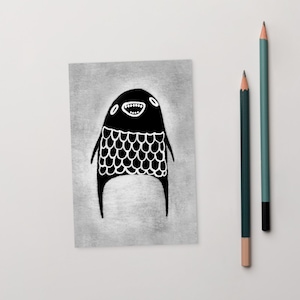 4x6 CARTÃO POSTAL DE IMPRESSÃO DE ARTE Monstro Kawaii Arte Folclórica Estranho Presente de amigo por correspondência Caprichoso Cartões de inauguração de casa Assustador Bonito Gótico Presentes de aniversário Gótico