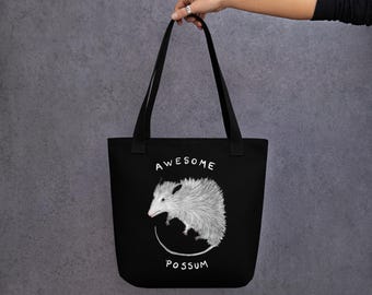TOTE BAG Awesome 'Possum Goblincore Dark Academia Weirdcore Opossum Dark Academia Goth Funny Birthday Gothic Emo Punk Weird Cute Animals