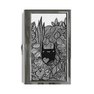 PORTE-CARTES DE VISITE Chat noir art folklorique cadeau d'anniversaire lunatique mignon plantes originales pendaison de crémaillère jardin fournitures de bureau plantes d'intérieur gothique