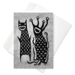Carte d'anniversaire monstre kawaii, faire-parts extraterrestre fantaisiste, gothique étrange, cadeau de pendaison de crémaillère mignon, cadeaux de printemps originaux gothiques